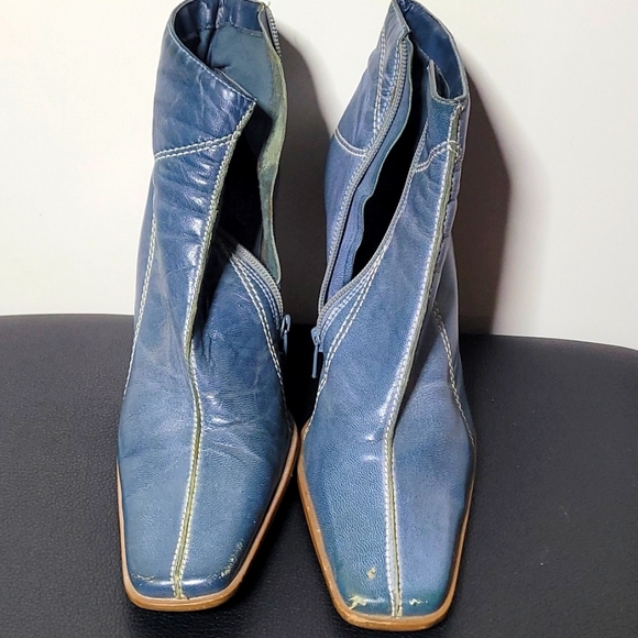Size 7 denim Blue leather boots - Picture 1 of 2